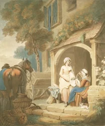 Återvänd från Market, graverad av W. Annis, pub. av Morgan und Pearce, 1803 (mezzotintgravyr)